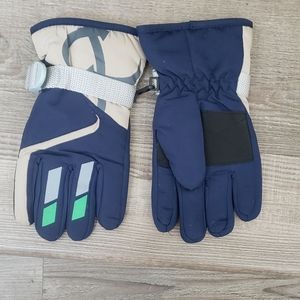 Kids snow gloves blue and Tan size Os